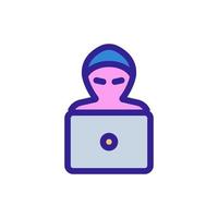 Hacker laptop icon vector. Isolated contour symbol illustration vector