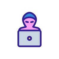 Hacker laptop icon vector. Isolated contour symbol illustration vector