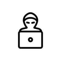 Hacker laptop icon vector. Isolated contour symbol illustration vector