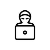 Hacker laptop icon vector. Isolated contour symbol illustration vector