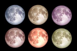 full moon on a colored background with clippinp path photo