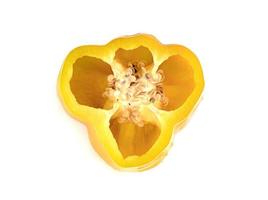 Yellow slice sweet bell pepper isolated on white background photo