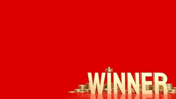 The gold winner on red background for business or challenge concept 3d rendering photo