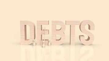 The debts wood text for business concept 3d rendering photo