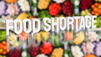 The food shortage white text on food background 3d rendering photo