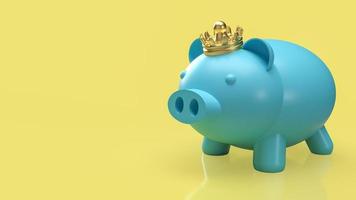 The blue piggy bank and crown for saving or business concept 3d rendering photo