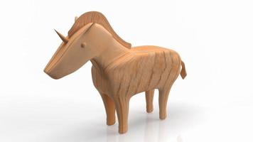 la madera de unicornio sobre fondo blanco para la representación 3d del concepto de negocio foto