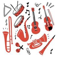 conjunto de instrumentos musicales vector