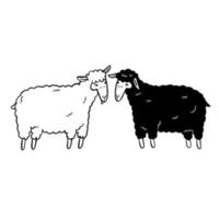 The sheep black and white , Hand drawn vector illustration