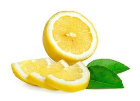 Lemon with leaf isolated on white background ,include clipping path photo