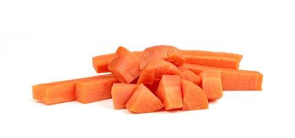 chopped carrot isolated on white background photo