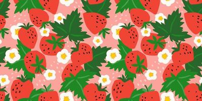 Vector seamless pattern with Strawberry. Trendy hand drawn textures. Modern abstract design for paper, cover, fabric, interior decor and other users.