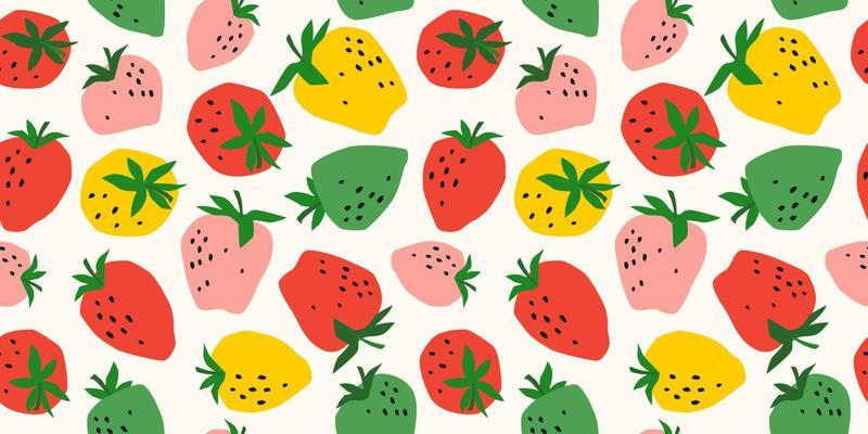 Vector seamless pattern with Strawberry. Trendy hand drawn textures. Modern abstract design for paper, cover, fabric, interior decor and other users.