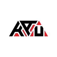 KAU triangle letter logo design with triangle shape. KAU triangle logo design monogram. KAU triangle vector logo template with red color. KAU triangular logo Simple, Elegant, and Luxurious Logo. KAU