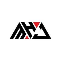 MHJ triangle letter logo design with triangle shape. MHJ triangle logo design monogram. MHJ triangle vector logo template with red color. MHJ triangular logo Simple, Elegant, and Luxurious Logo. MHJ