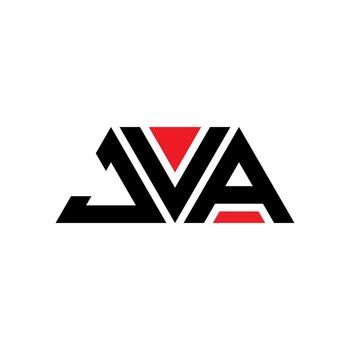 JVA triangle letter logo design with triangle shape. JVA triangle logo design monogram. JVA triangle vector logo template with red color. JVA triangular logo Simple, Elegant, and Luxurious Logo. JVA