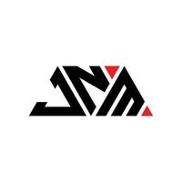 JNM triangle letter logo design with triangle shape. JNM triangle logo design monogram. JNM triangle vector logo template with red color. JNM triangular logo Simple, Elegant, and Luxurious Logo. JNM