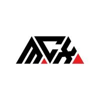 diseño de logotipo de letra triangular mcx con forma de triángulo. monograma de diseño del logotipo del triángulo mcx. plantilla de logotipo de vector de triángulo mcx con color rojo. logotipo triangular mcx logotipo simple, elegante y lujoso. mcx