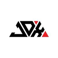 JDX triangle letter logo design with triangle shape. JDX triangle logo design monogram. JDX triangle vector logo template with red color. JDX triangular logo Simple, Elegant, and Luxurious Logo. JDX
