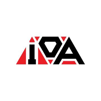 IOA triangle letter logo design with triangle shape. IOA triangle logo design monogram. IOA triangle vector logo template with red color. IOA triangular logo Simple, Elegant, and Luxurious Logo. IOA