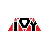 IOY triangle letter logo design with triangle shape. IOY triangle logo design monogram. IOY triangle vector logo template with red color. IOY triangular logo Simple, Elegant, and Luxurious Logo. IOY