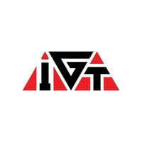 IGT triangle letter logo design with triangle shape. IGT triangle logo design monogram. IGT triangle vector logo template with red color. IGT triangular logo Simple, Elegant, and Luxurious Logo. IGT
