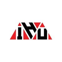 IHU triangle letter logo design with triangle shape. IHU triangle logo design monogram. IHU triangle vector logo template with red color. IHU triangular logo Simple, Elegant, and Luxurious Logo. IHU