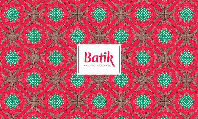 Batik Indonesian Chinese traditional decorative floral patterns Vector Red