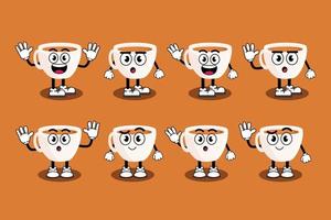 Illustration vector graphic cartoon character of Cute mascot cup coffee with pose. Suitable for children book illustration and element design.