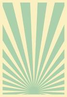 Vintage Green Sunburst Stripes Poster Template With Rays Centered at the Bottom. Retro Inspired Grunge Sun Bursts Vertical Artwork. vector