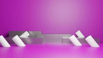 Minimal background, mock up with podium for product display, geometric shapes, Podium in abstract purple composition, 3d render, 3d illustration, modern color, minimalist design. photo