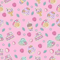 Seamless Colorful Sweet Desserts Pattern vector