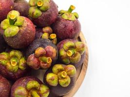 Mangosteen fruit on white background.Queen of Fruits photo