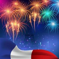 Bastille Day Background with Firework in the Sky vector