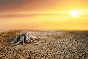 efecto del calentamiento global la tierra está quebrada y seca, la lluvia no cae en temporada. concepto de calentamiento global y cambio ambiental foto