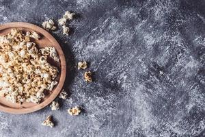 popcorn on grunge background.free space for text. photo