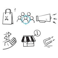 hand drawn doodle Set of Marketing Strategy Related illustration vector