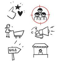 hand drawn doodle Set of Marketing Strategy Related illustration vector