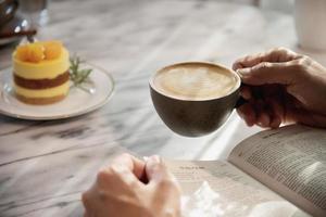 People serve beautiful fresh relax morning coffee cup set - people with coffee set background concept photo