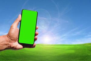 Green screen phone to put your content. photo