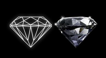 Dazzling diamond and Diamonds in a flat style on black background photo