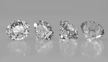 Dazzling diamond placed on gray background. 3D render photo