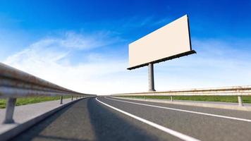 Mockup image of 3d rendering billboard beside highway. photo