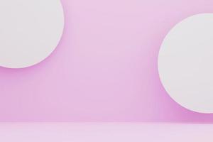 telón de fondo rosa y círculo de formas geométricas. color pastel, render 3d, ilustración 3d foto