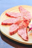 Raw beef slice for barbecue, Japanese food, Yakiniku photo