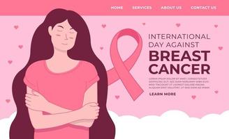 Hand drawn flat international day against breast cancer web page illustration vector