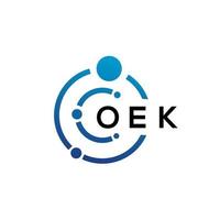 OEK letter technology logo design on white background. OEK creative initials letter IT logo concept. OEK letter design. vector