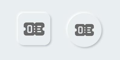 Ticket solid icon in neomorphic design style. Coupon signs vector illustration.