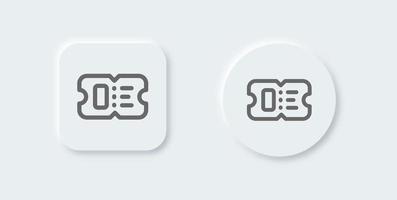 Ticket line icon in neomorphic design style. Coupon signs vector illustration.