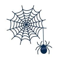 Spider with a web on Halloween. vector
